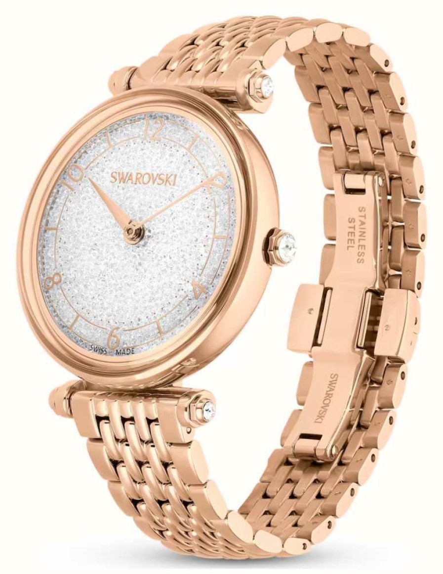 Women'S Swarovski | Swarovski Crystalline Wonder (35Mm) Silver Dial / Rose-Gold Pvd Stainless Steel