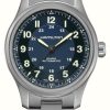 Men'S Hamilton | Hamilton Khaki Field Titanium Automatic (42Mm) Blue Dial / Titanium Bracelet