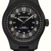 Men'S Hamilton | Hamilton Khaki Field Titanium Automatic (42Mm) Black Dial / Black Pvd Titanium Bracelet