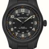 Men'S Hamilton | Hamilton Khaki Field Titanium Automatic (38Mm) Black Dial / Black Pvd Titanium Bracelet