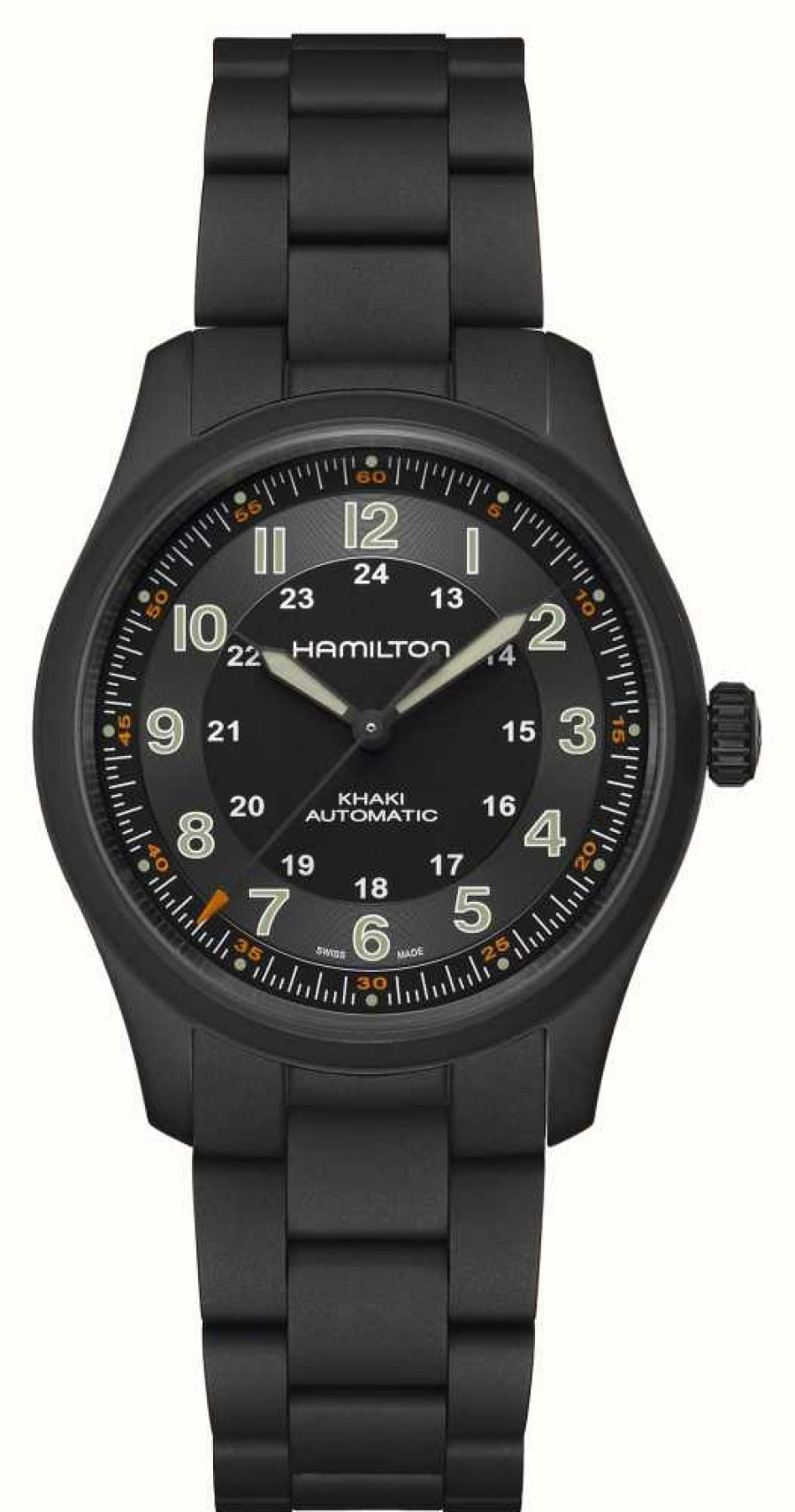 Men'S Hamilton | Hamilton Khaki Field Titanium Automatic (38Mm) Black Dial / Black Pvd Titanium Bracelet