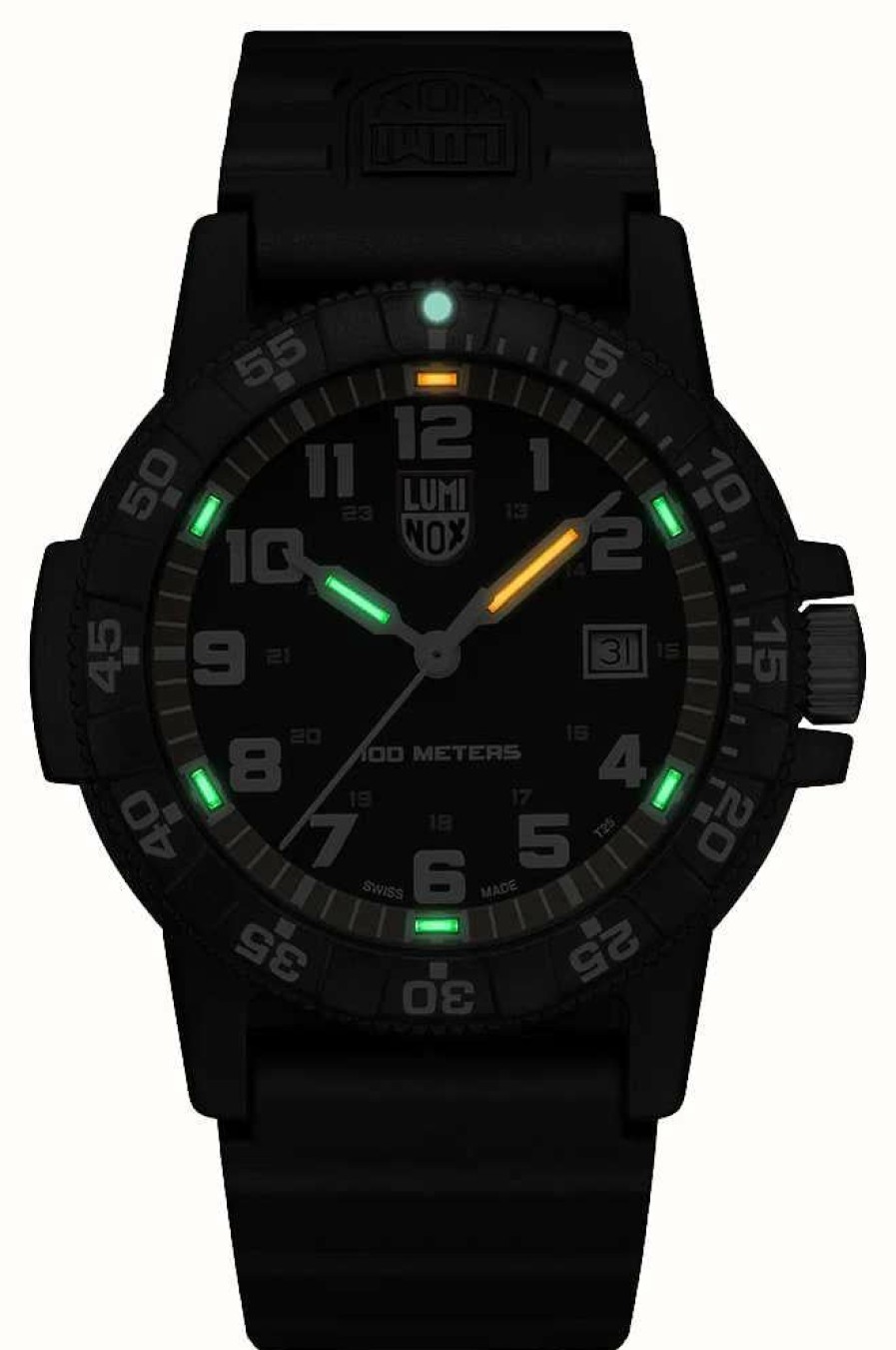 Men'S Luminox | Luminox Leatherback Sea Turtle Giant (44Mm) Black & Orange Dial / Black Rubber