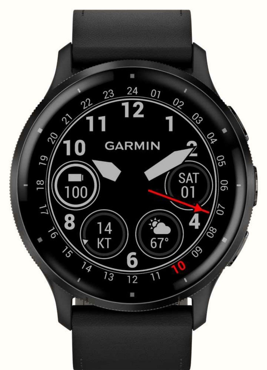 Men'S Garmin | Garmin Venu 3 (45Mm) Slate Stainless Steel Bezel / Black Leather Strap