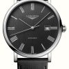 Men'S LONGINES | Longines Elegant Collection Automatic (41Mm) Anthracite Dial / Black Leather