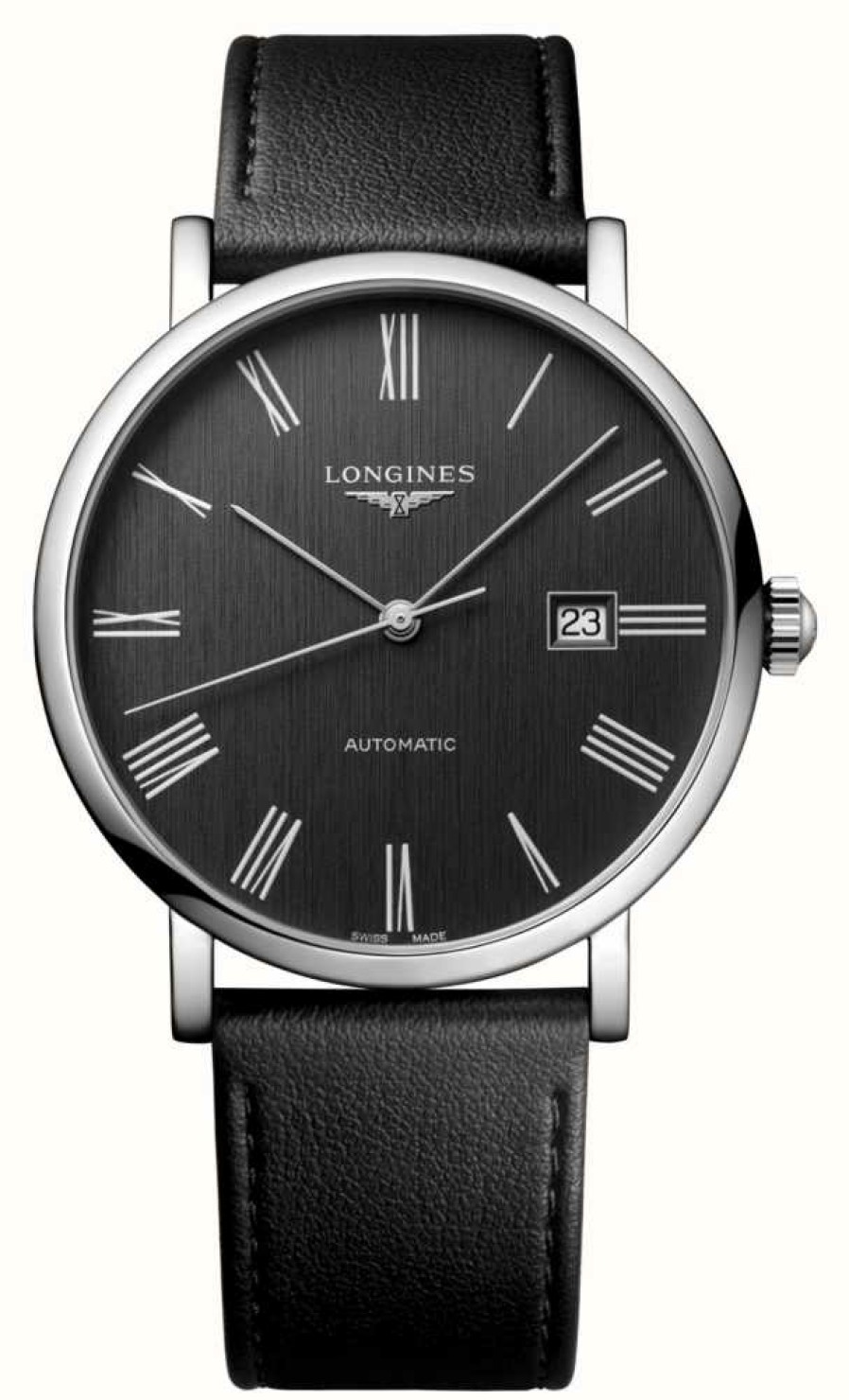 Men'S LONGINES | Longines Elegant Collection Automatic (41Mm) Anthracite Dial / Black Leather