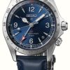 Men'S Seiko | Seiko Prospex Alpinist Mechanical Gmt Blue Leather Strap