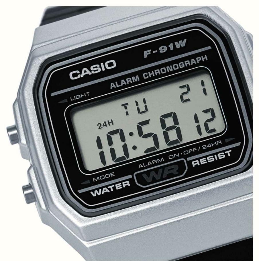 Women'S Casio | Casio Classic Digital F-91 Series Black Resin