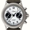 Men'S Sinn | Sinn 356 Pilot Classic W Bicompax (38.5Mm) Matt-Silk White Dial / Brown Leather