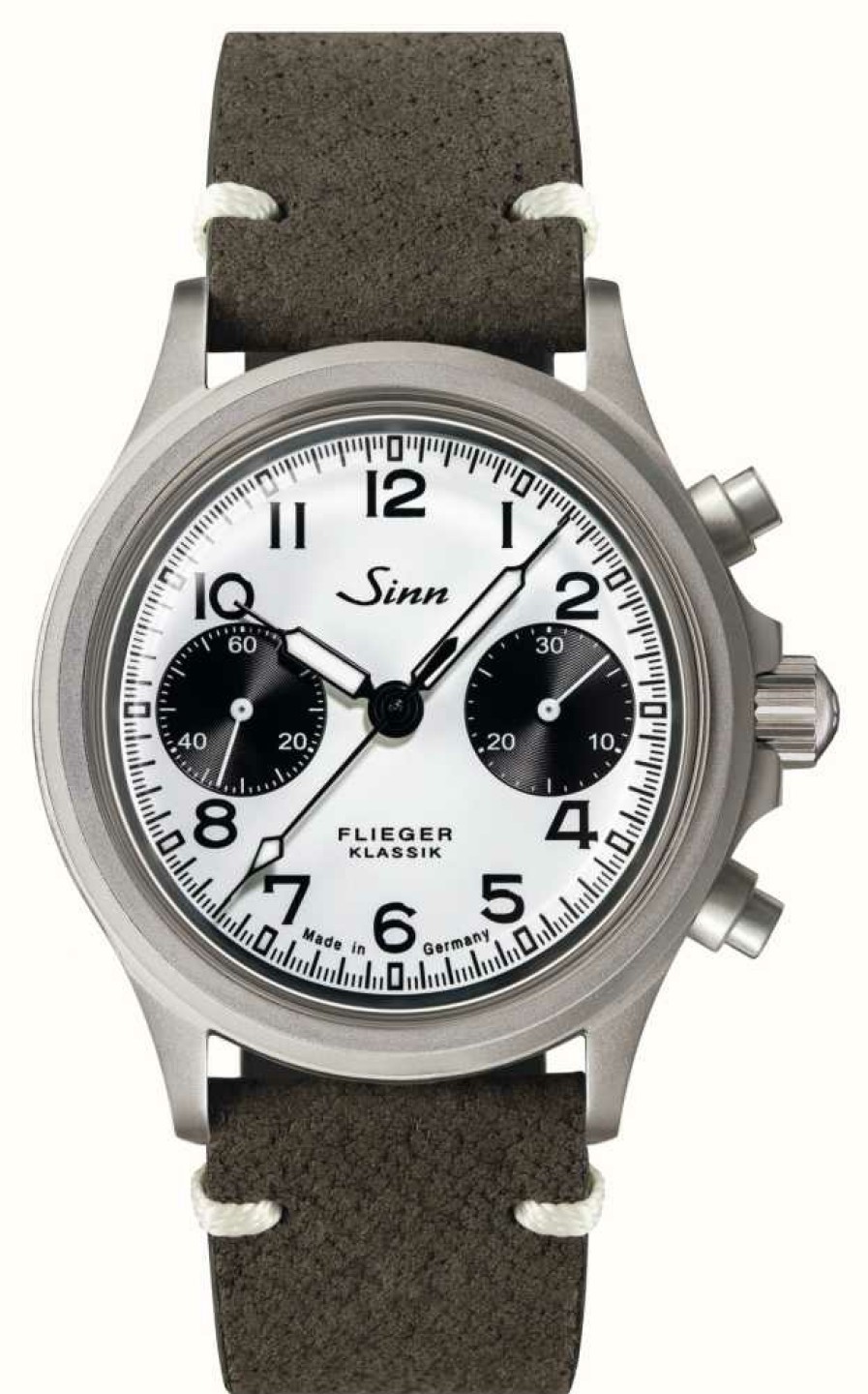 Men'S Sinn | Sinn 356 Pilot Classic W Bicompax (38.5Mm) Matt-Silk White Dial / Brown Leather