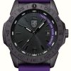 Men'S Luminox | Luminox Pacific Diver Tyfys Limited Edition (44Mm) Black Dial / Purple Rubber + Black Rubber Straps