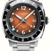 Men'S Duckworth Prestex | Duckworth Prestex Rivington Gmt (42Mm) Orange Fume Waffle Dial / Stainless Steel