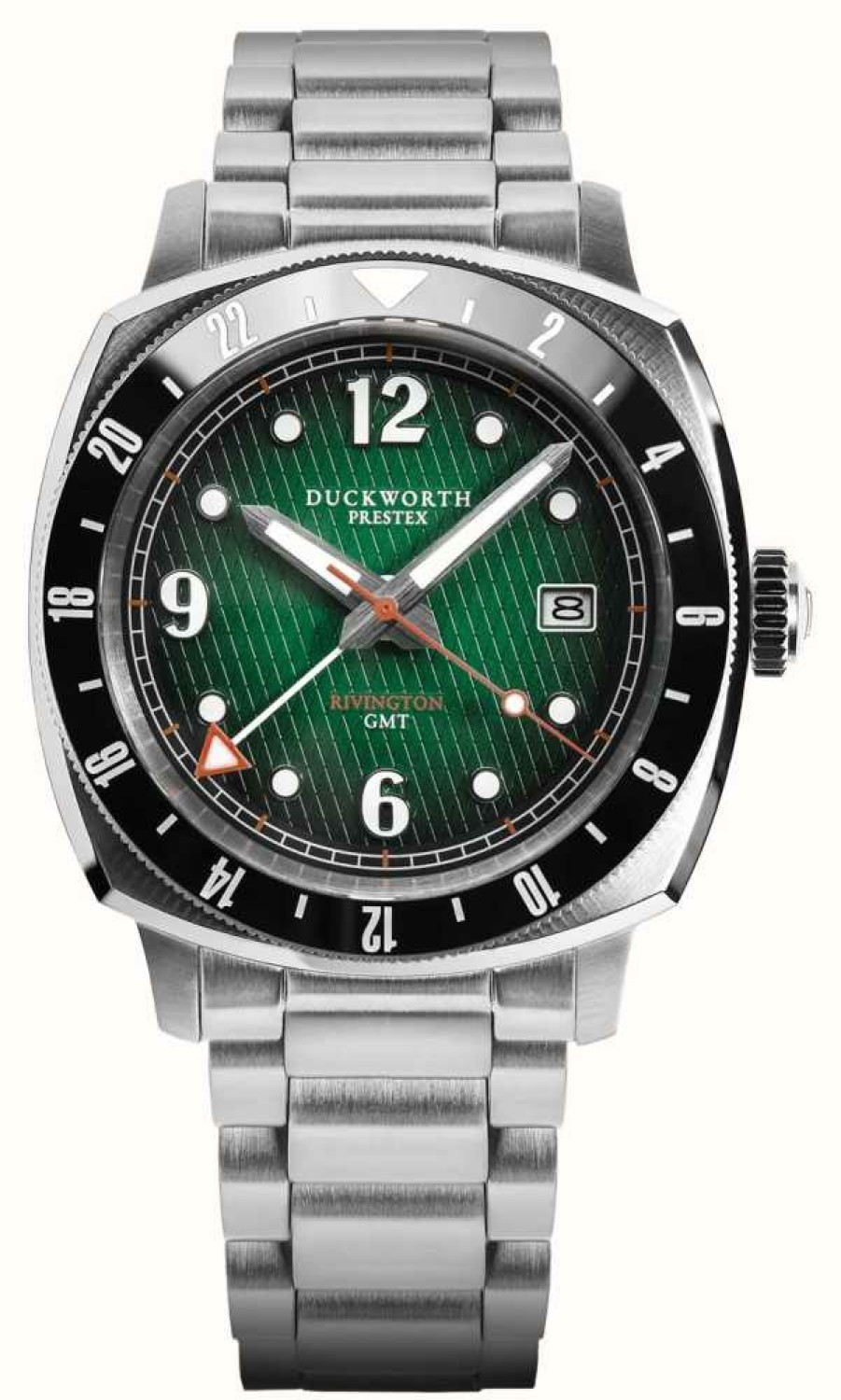 Jewelry Duckworth Prestex | Duckworth Prestex Rivington Gmt (42Mm) Green Fume Waffle Dial / Stainless Steel