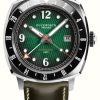 Men'S Duckworth Prestex | Duckworth Prestex Rivington Gmt (42Mm) Green Fume Waffle Dial / Green Horween Leather