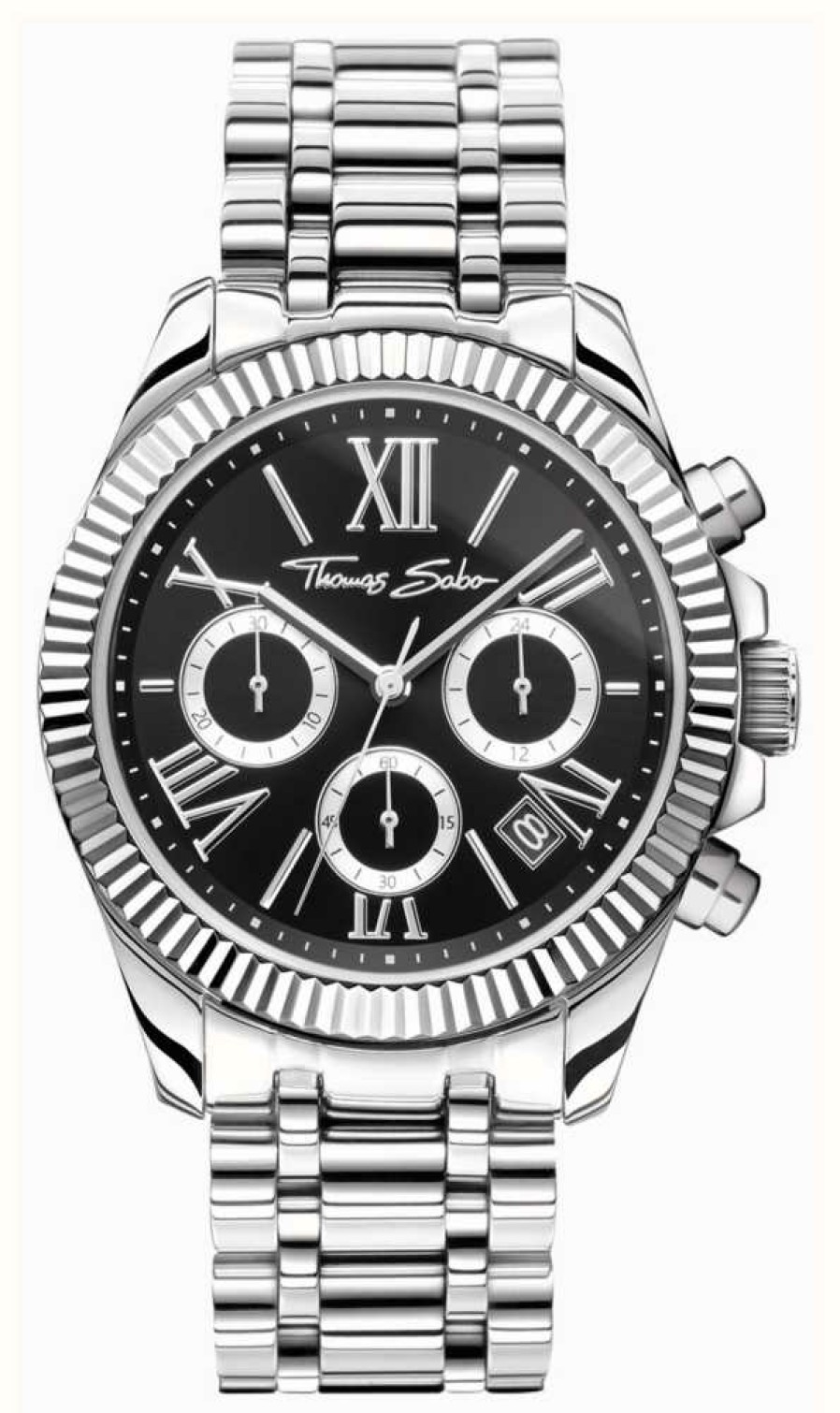 Women'S Thomas Sabo | Thomas Sabo Divine Chrono (38Mm) Black Dial / Stainless Steel