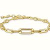 Jewelry Thomas Sabo Jewellery | Thomas Sabo Yellow Gold Plated Anchor Elements And Zirconia Link Bracelet