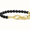 Jewelry Thomas Sabo Jewellery | Thomas Sabo Onyx Bead And Zirconia Yellow Gold Plated Bracelet