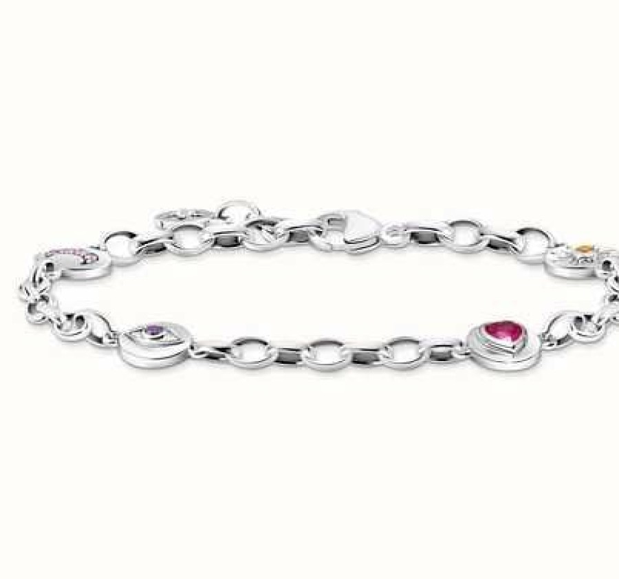 Jewelry Thomas Sabo Jewellery | Thomas Sabo Ladies Round Elements And Various Stones Silver Bracelet