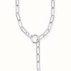 Jewelry Thomas Sabo Jewellery | Thomas Sabo Ladies Two Ring Clasp White Zirconia Silver Link Necklace