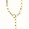 Jewelry Thomas Sabo Jewellery | Thomas Sabo Ladies Ring Clasp And Zirconia Yellow Gold Plated Link Necklace