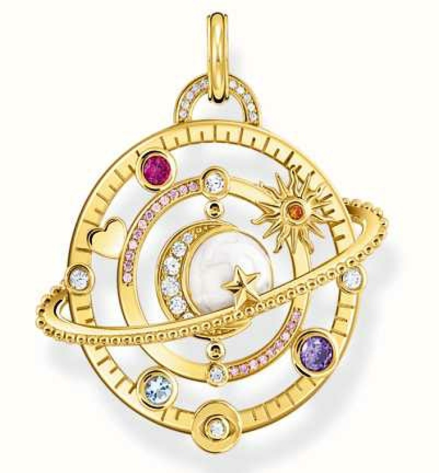 Jewelry Thomas Sabo Jewellery | Thomas Sabo Planetary Ring With Various Stones Yellow Gold Plated Pendant