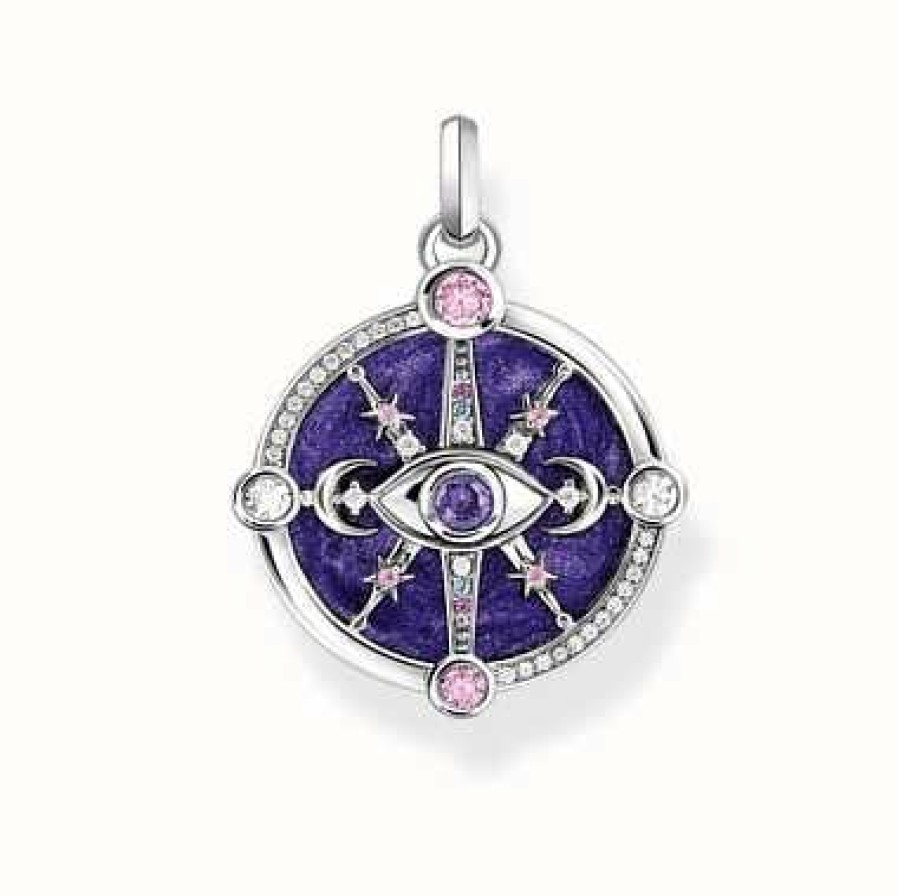 Jewelry Thomas Sabo Jewellery | Thomas Sabo Violet Cold Enamel With Colourful Stones Silver Pendant