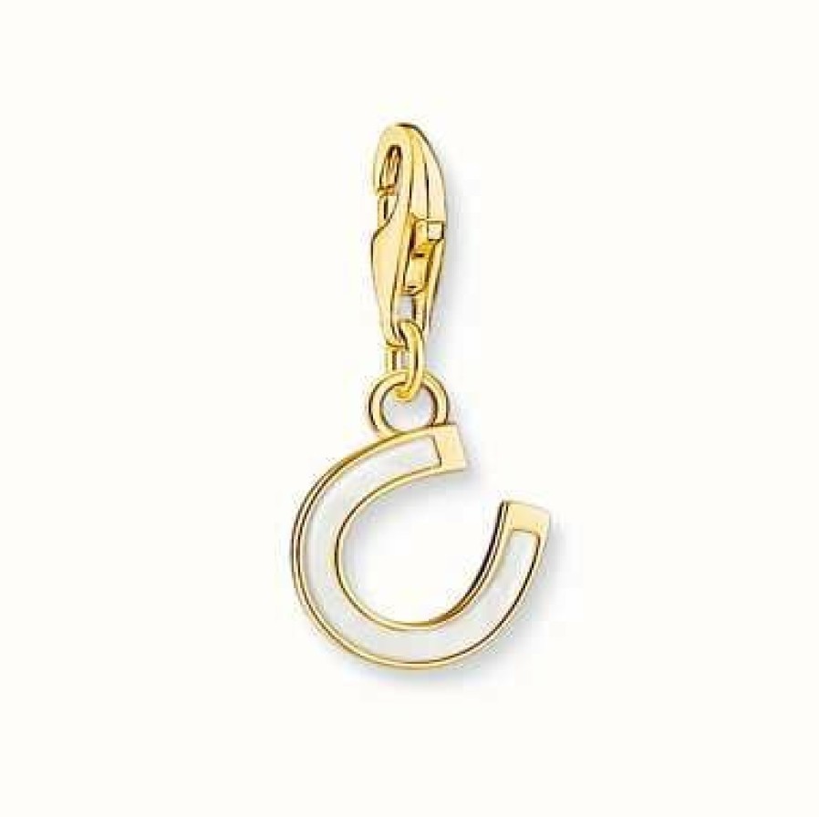 Jewelry Thomas Sabo Jewellery | Thomas Sabo Yellow Gold Plated With White Cold Enamel Horse Shoe Charm