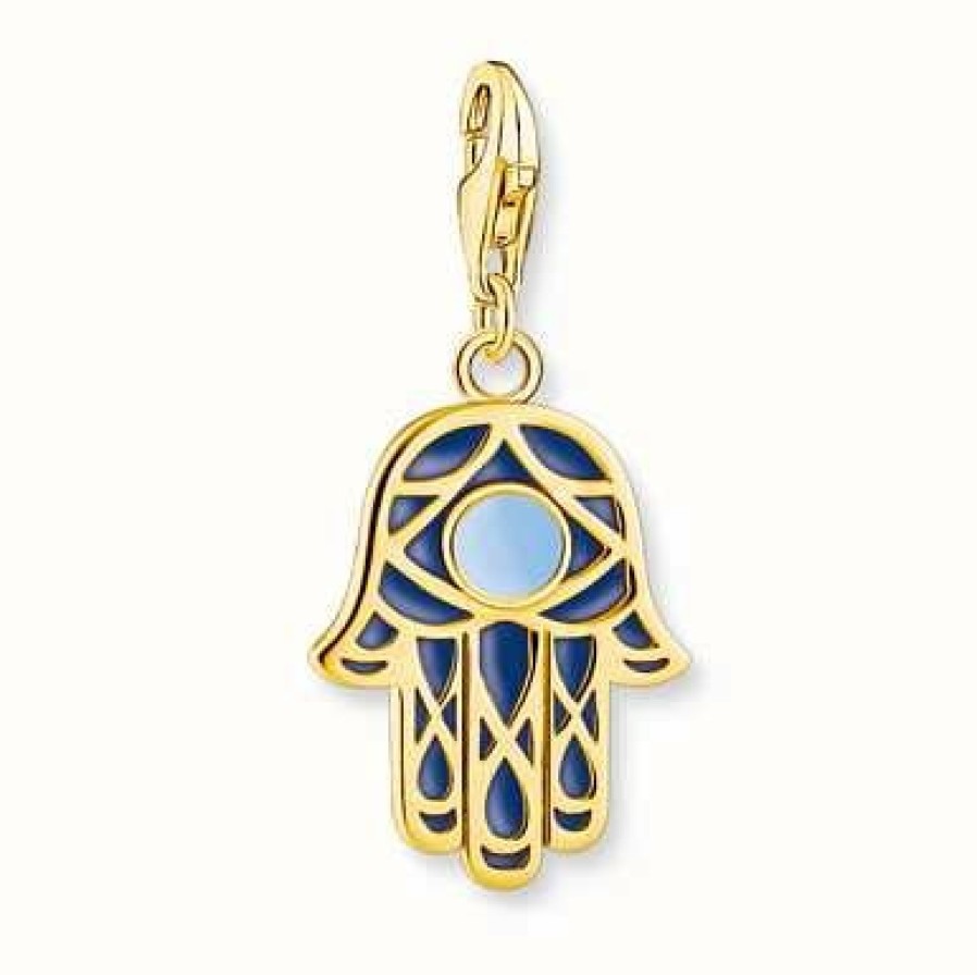 Jewelry Thomas Sabo Jewellery | Thomas Sabo Yellow Gold Plated With Cold Enamel Hand Of Fatima Charm