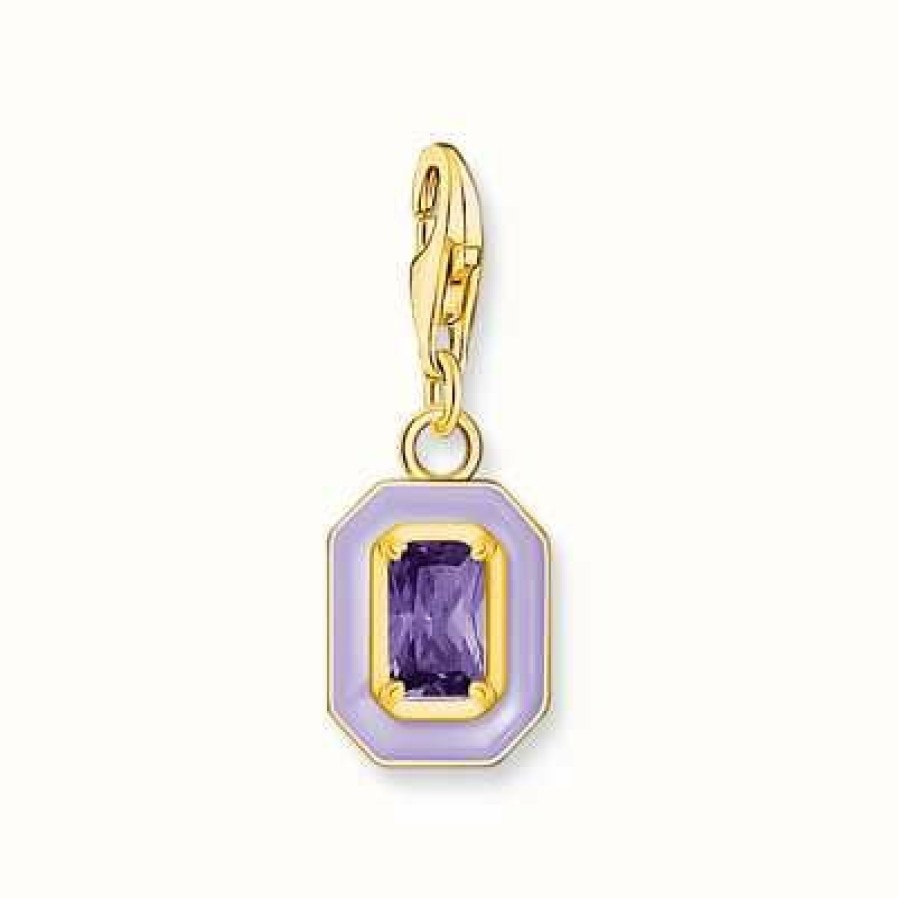 Jewelry Thomas Sabo Jewellery | Thomas Sabo Yellow Gold Plated Violet Cold Enamel Octagon Charm