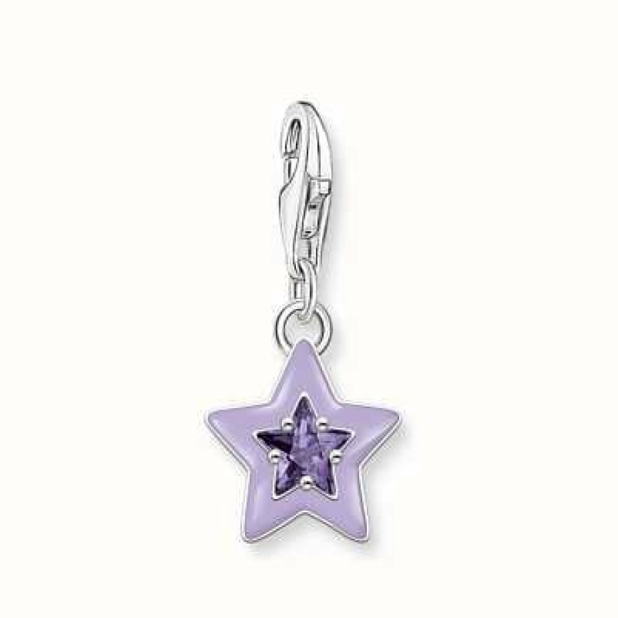 Jewelry Thomas Sabo Jewellery | Thomas Sabo Silver Amethyst Coloured Stones And Cold Enamel Star Charm