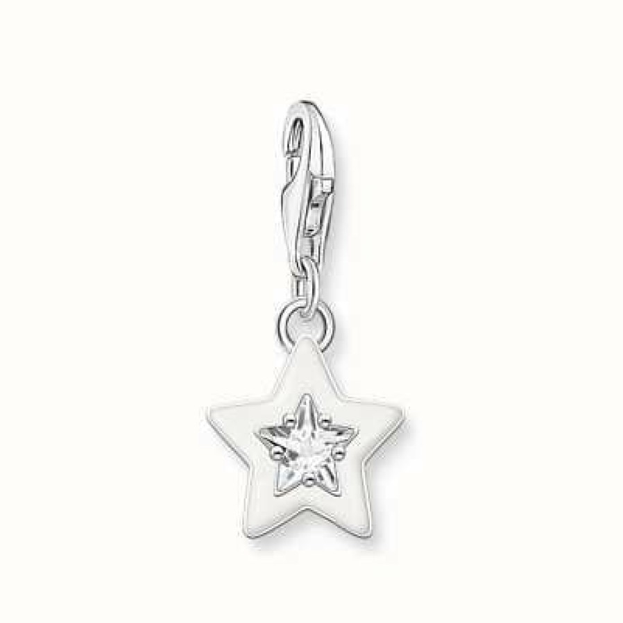 Jewelry Thomas Sabo Jewellery | Thomas Sabo Silver White Cold Enamel White Stone Star Charm