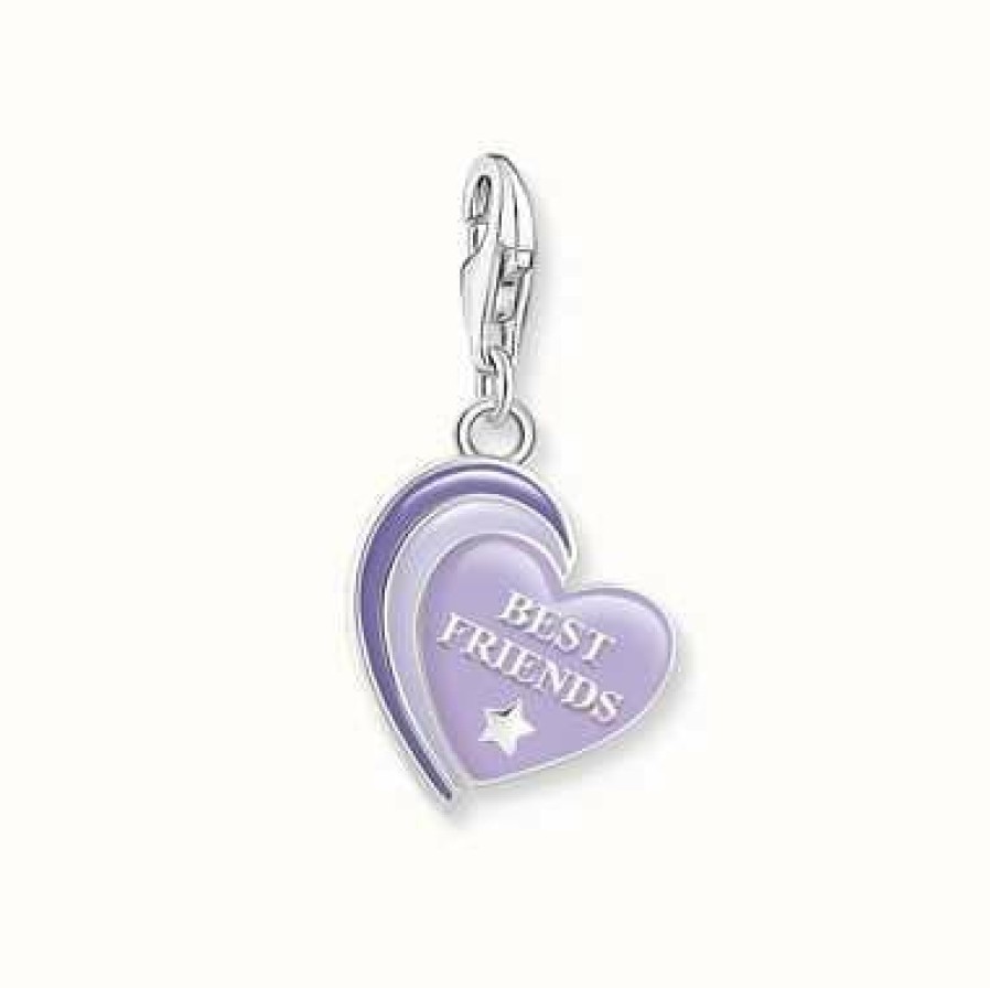 Jewelry Thomas Sabo Jewellery | Thomas Sabo Silver Violet Cold Enamel Best Friend Heart Charm