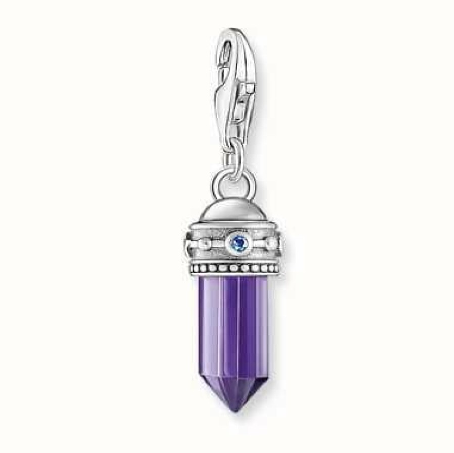 Jewelry Thomas Sabo Jewellery | Thomas Sabo Silver Fine Symbol Hexagon With Imitation Amethyst Charm