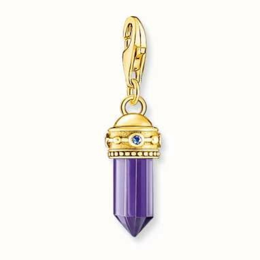 Jewelry Thomas Sabo Jewellery | Thomas Sabo Yellow Gold Plated Imitation Amethyst Hexagon Charm