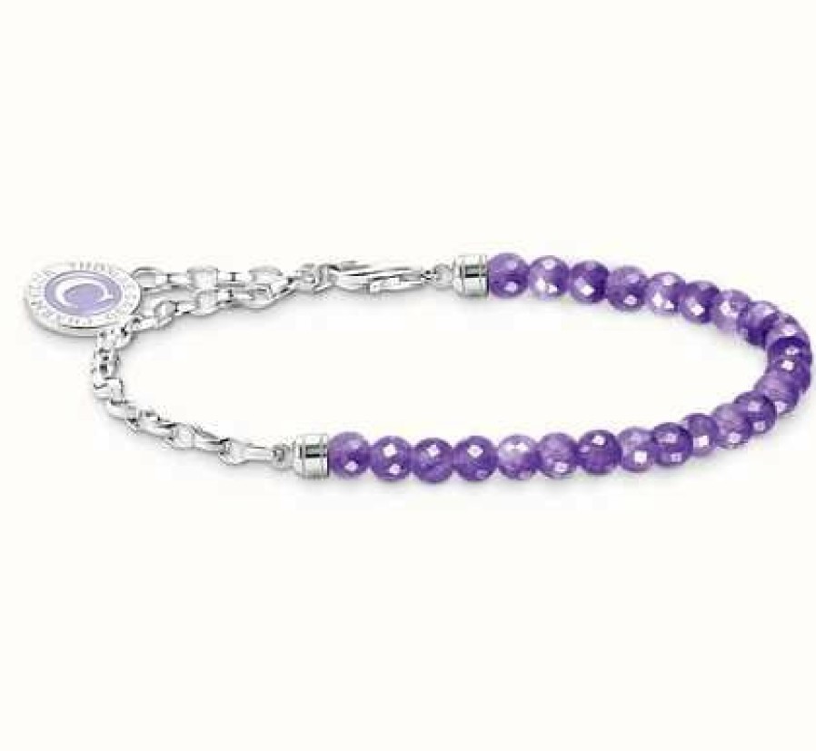 Jewelry Thomas Sabo Jewellery | Thomas Sabo Silver Violet Imitation Amethyst Bead Members Charm Bracelet