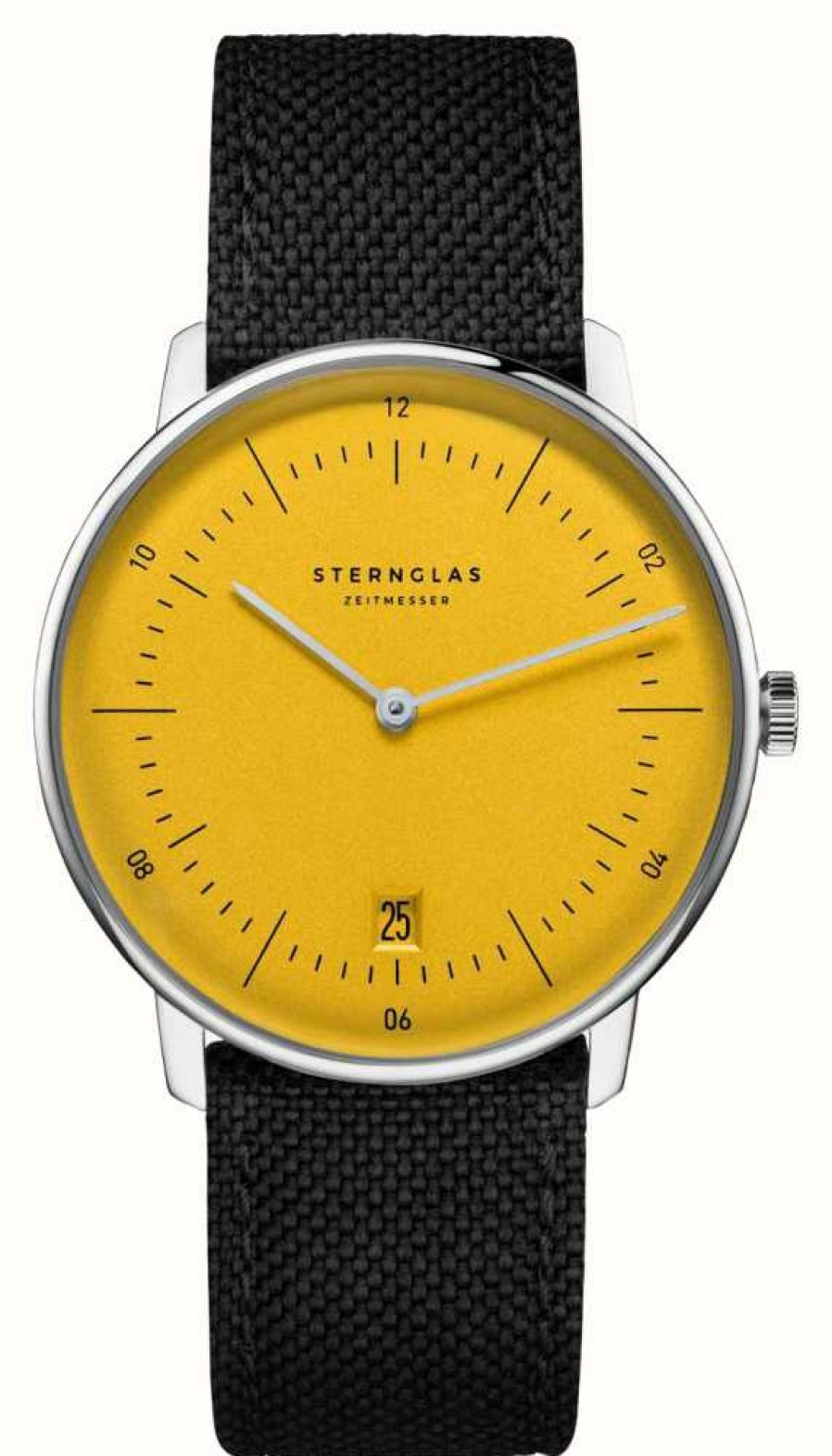 Men'S STERNGLAS | Sternglas Naos Quartz Edition Yellow (38Mm) Yellow Dial / Black Nylon Strap