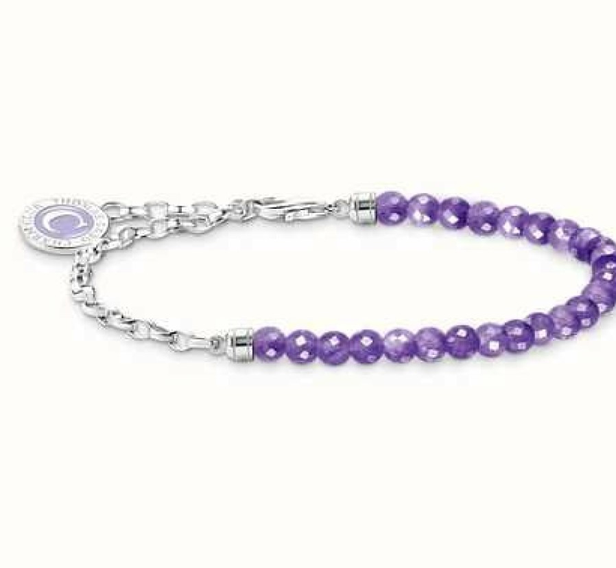 Jewelry Thomas Sabo Jewellery | Thomas Sabo Silver Violet Imitation Amethyst Bead Members Charm Bracelet