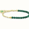 Jewelry Thomas Sabo Jewellery | Thomas Sabo Yellow Gold Plated Green Beads Members Charm Bracelet