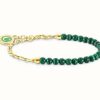 Jewelry Thomas Sabo Jewellery | Thomas Sabo Yellow Gold Plated Green Beads Members Charm Bracelet