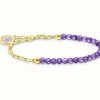 Jewelry Thomas Sabo Jewellery | Thomas Sabo Yellow Gold Plated Violet Bead Members Charms Bracelet