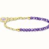 Jewelry Thomas Sabo Jewellery | Thomas Sabo Yellow Gold Plated Violet Beads Members Charm Bracelet