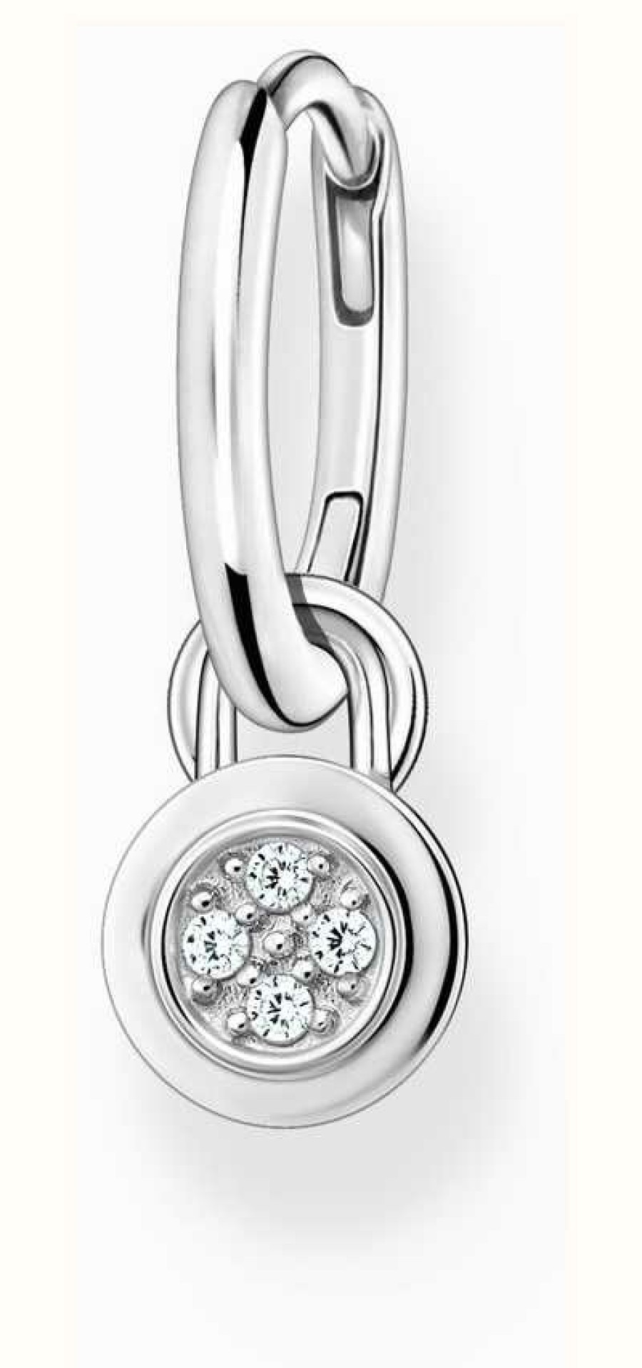 Jewelry Thomas Sabo Jewellery | Thomas Sabo Silver White Stone And Eyelet For Charm Single Hoop Earring