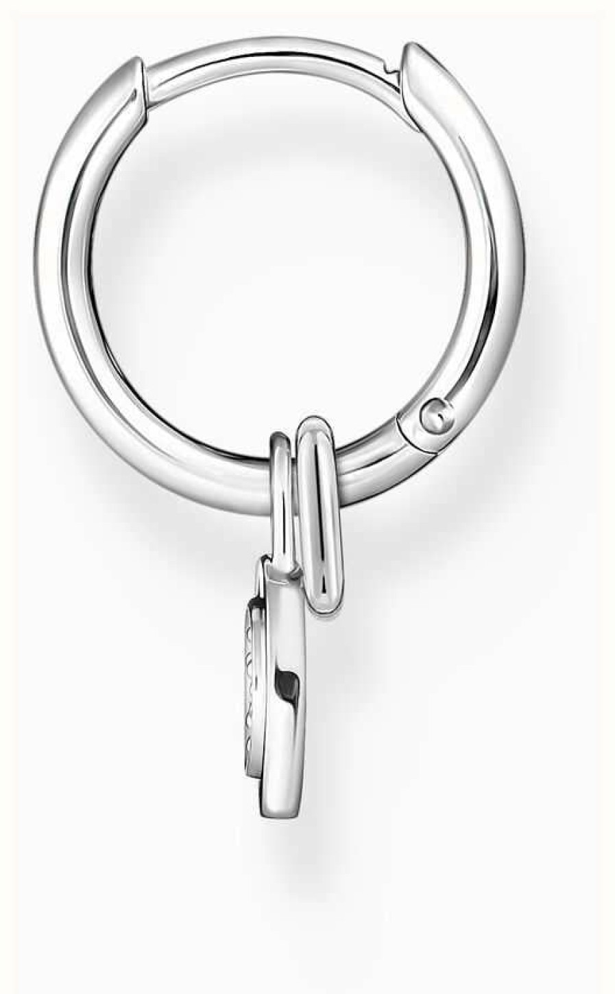 Jewelry Thomas Sabo Jewellery | Thomas Sabo Silver White Stone And Eyelet For Charm Single Hoop Earring