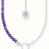 Jewelry Thomas Sabo Jewellery | Thomas Sabo Violet Imitation Amethyst Beads Silver Members Charm Necklace