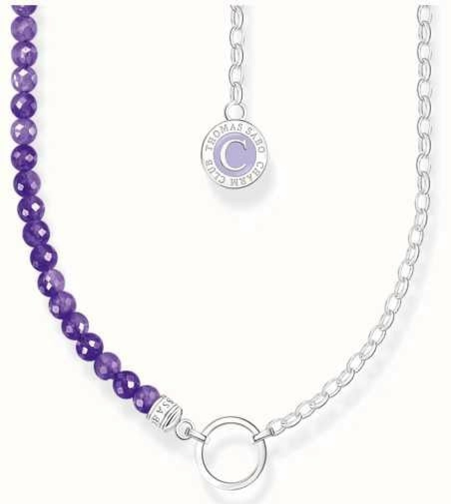 Jewelry Thomas Sabo Jewellery | Thomas Sabo Violet Imitation Amethyst Bead Silver Members Chain