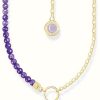 Jewelry Thomas Sabo Jewellery | Thomas Sabo Violet Bead Imitation Yellow Gold Plated Member Charm Necklace