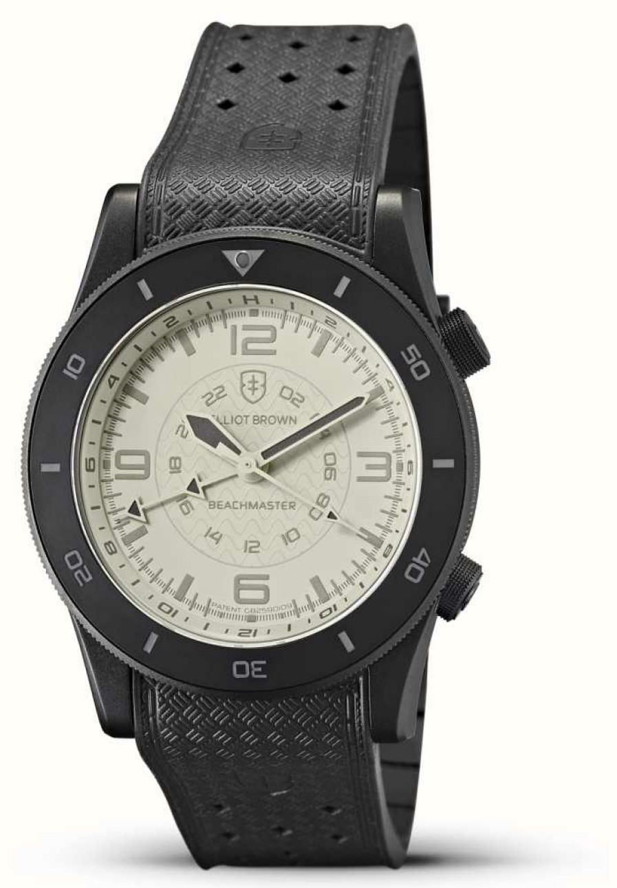 Men'S Elliot Brown | Elliot Brown Beachmaster Ghost (40Mm) White Dial / Black Rubber Strap