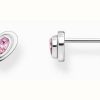 Jewelry Thomas Sabo Jewellery | Thomas Sabo Ladies Pink Zirconia Silver Heart Shaped Stud Earrings