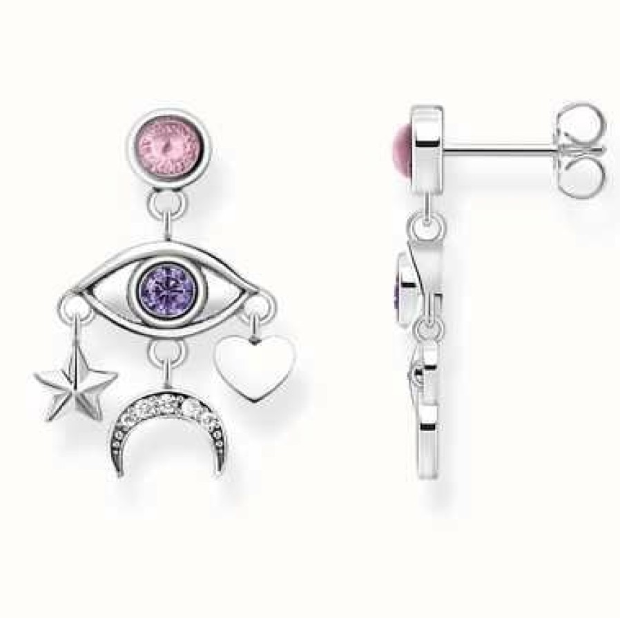 Jewelry Thomas Sabo Jewellery | Thomas Sabo Ladies Stylised Eye Various Stone Silver Earrings