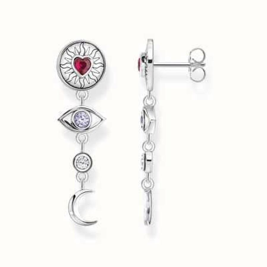 Jewelry Thomas Sabo Jewellery | Thomas Sabo Ladies Different 3D Symbols Colourful Stones Silver Earrings