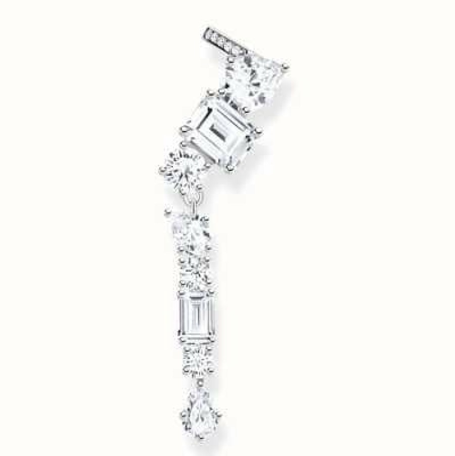 Jewelry Thomas Sabo Jewellery | Thomas Sabo Ladies White Zirconia Climber Style Silver Single Ear Stud